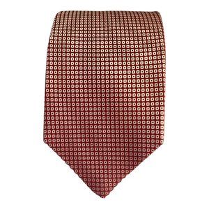 LUIGI BORRELLI NAPOLI 7 Folds Red Geomteric Silk Tie Made In Italy 59"-3,25" NWT